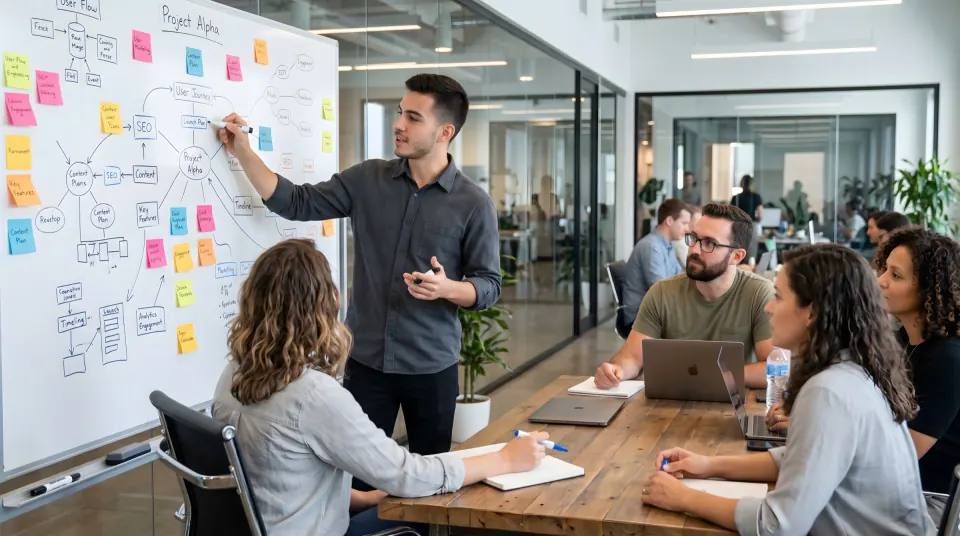 Technology team collaborating around customer and commercial priorities